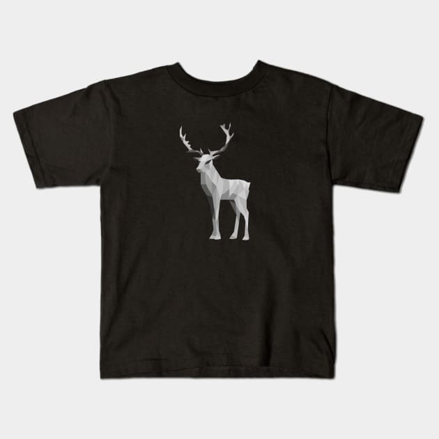 Grey Geometric Deer Kids T-Shirt by shaldesign